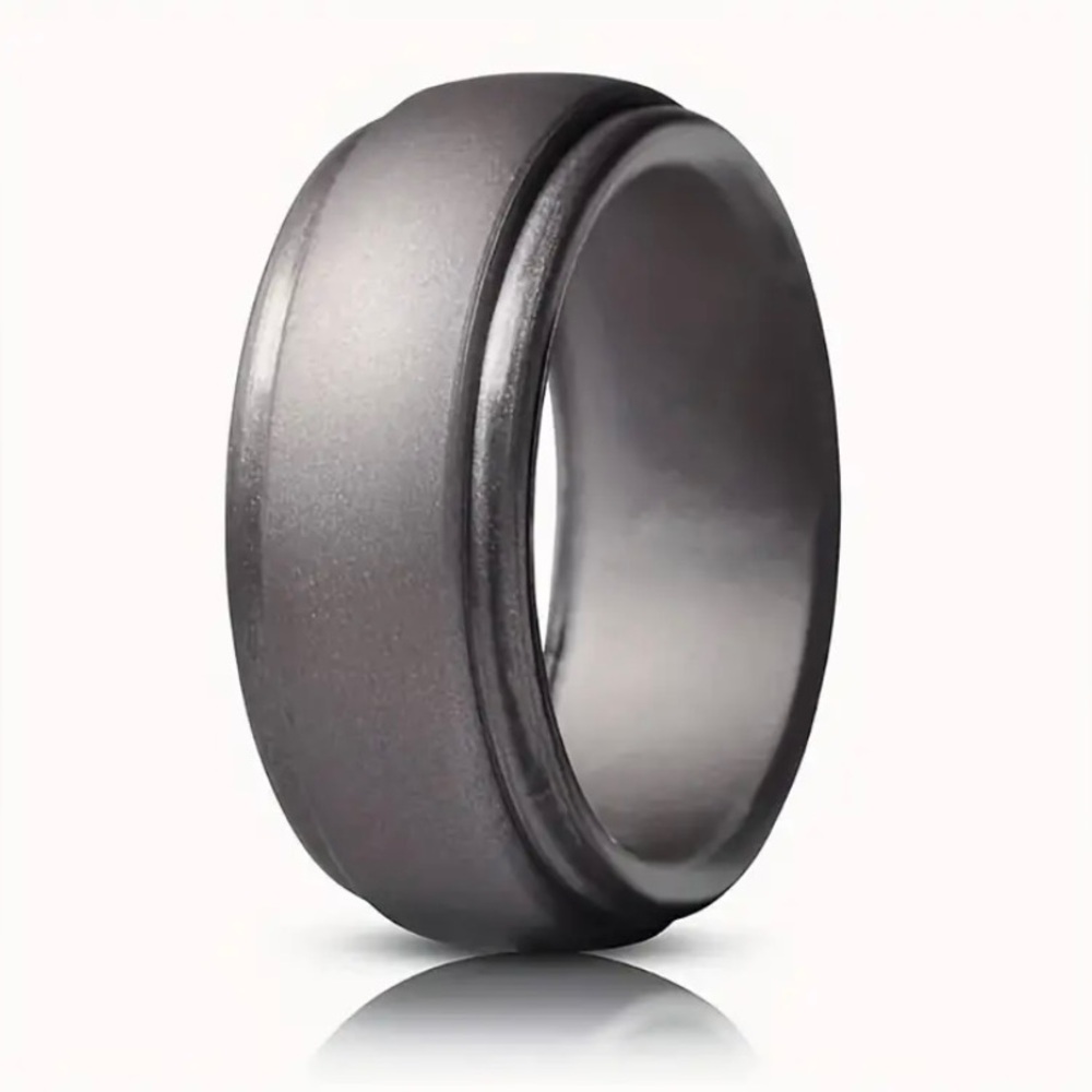 Silicone Wedding Ring Men’s Double-Edge, Durable, Versatile, Black, Size 12, NEW